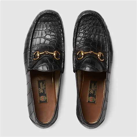 gucci black crocodile loafers|gucci classic horsebit loafer.